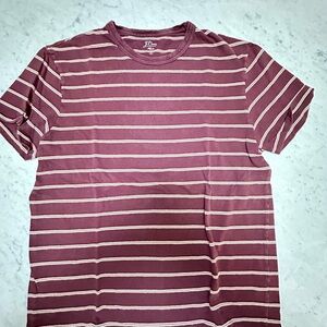 J. Crew Burgundy Striped Short Sleeve Tee